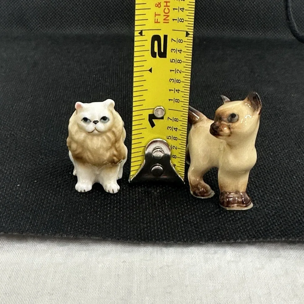 Lot 2 Bone China Ceramic Persian‎ Cat Siamese Hagan Renaker Figurine Miniature